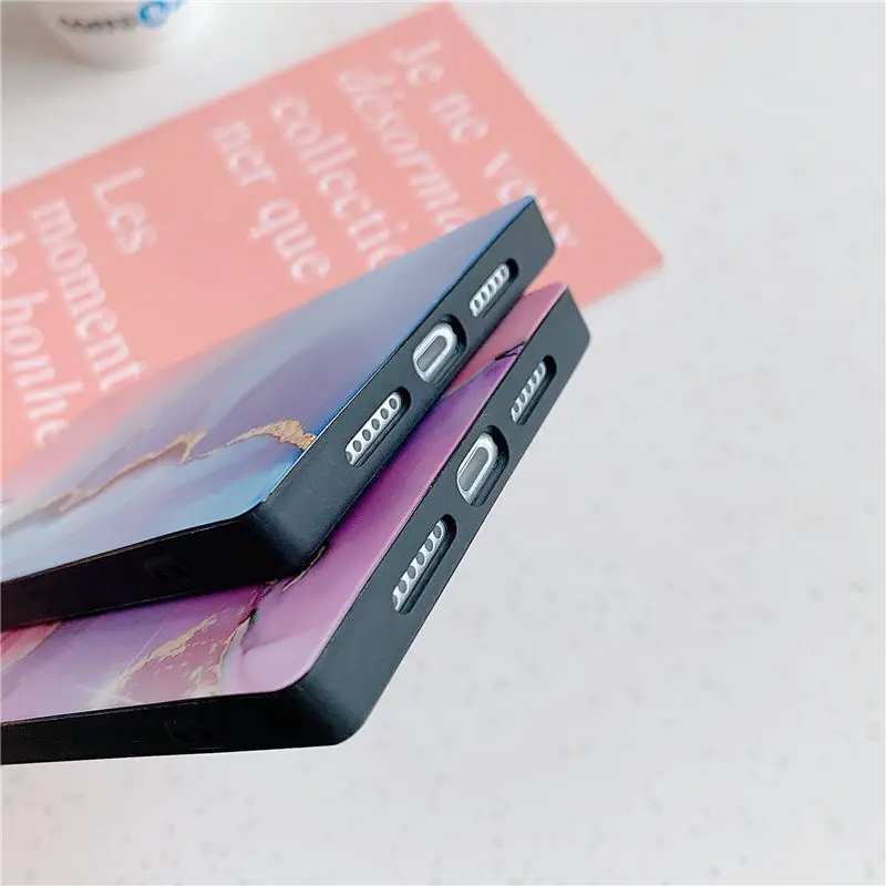 

Marble Texture Square Phone Case For iPhone 12 11Pro Max XR XS Max 7 8 Plus X SE 2020 Shockproof Back Cover For iPhone 11 11Pro