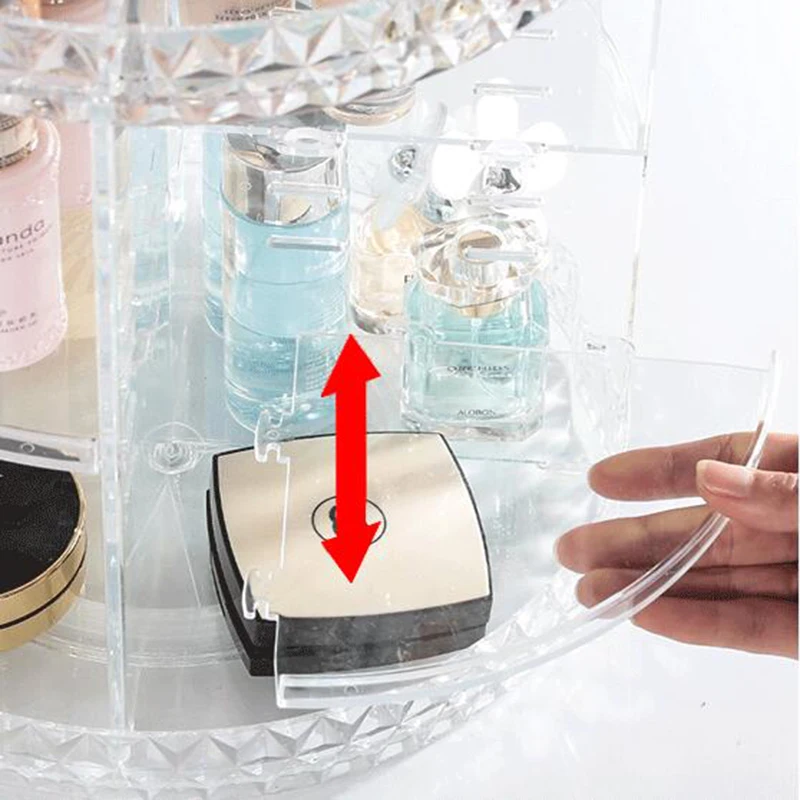 

Height Adjustable Makeup Organizer 360 Degree Rotating Lipstick Storage Rack Skin Care Holder Fashion Bathroom Cosmetics Shelf