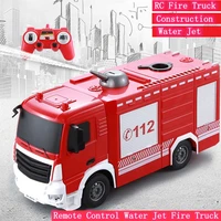 high simulation remote control rc fire truck rc water jet fire truck construction car toy model one key water pumping