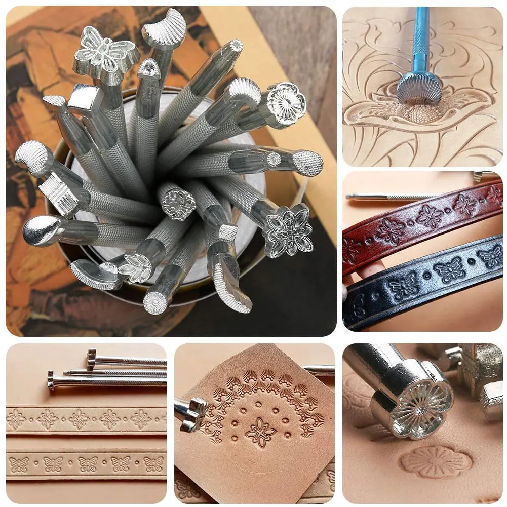 

20x Leather Printing Tool Alloy Carving Hand Making Craft Punch Stamp Sculpture Printed DIY Metal Leather Working Saddle Staming