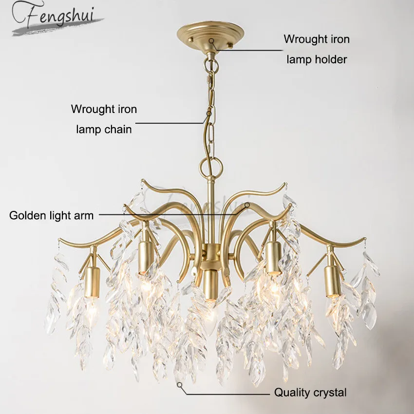 

Postmodern Luxury Crystal Chandeliers Fixtures European LED Living Dining Room Lamp Bedroom Loft Cafe Decor Hanging Light Lamps