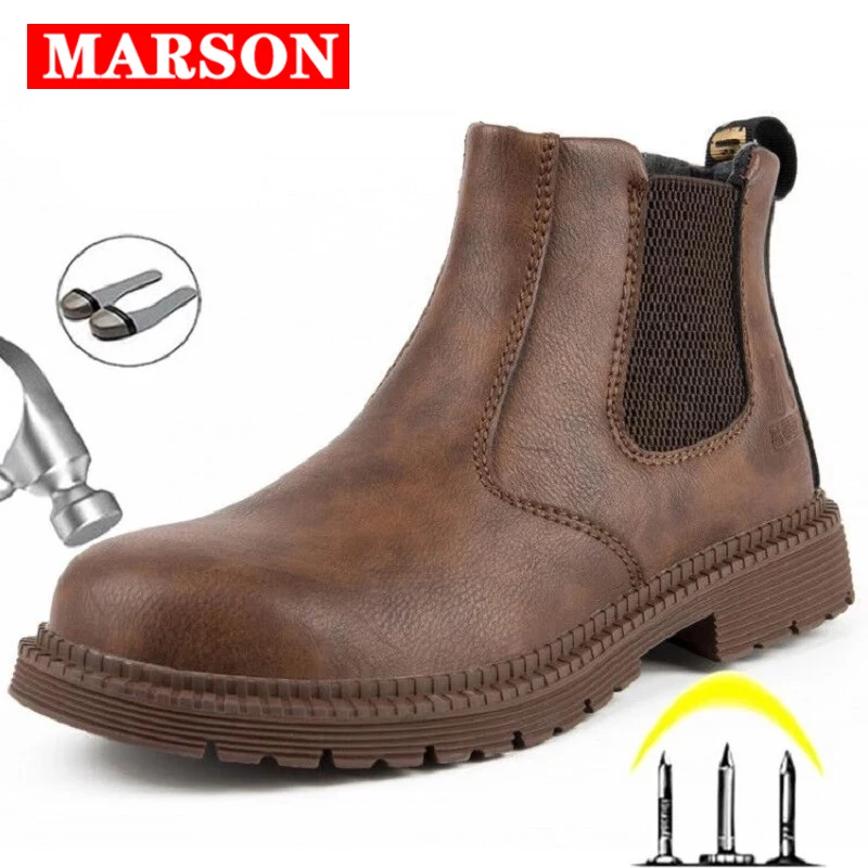 Новые зимние ботинки кожаные Мужская Рабочая защитная обувь мужские