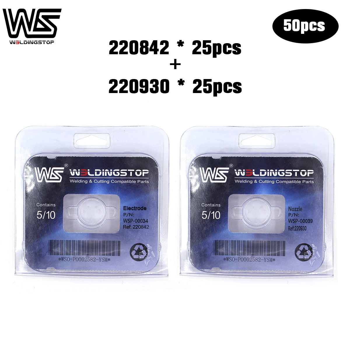 Наконечник сопла WS 220930, 25 шт., электрод 220842, 25 шт., плазменный резак, режущий факел, Расходные комплекты, бесплатная доставка, PKG50 (art.: 3a387ec6db4) - 3a387ec6db4