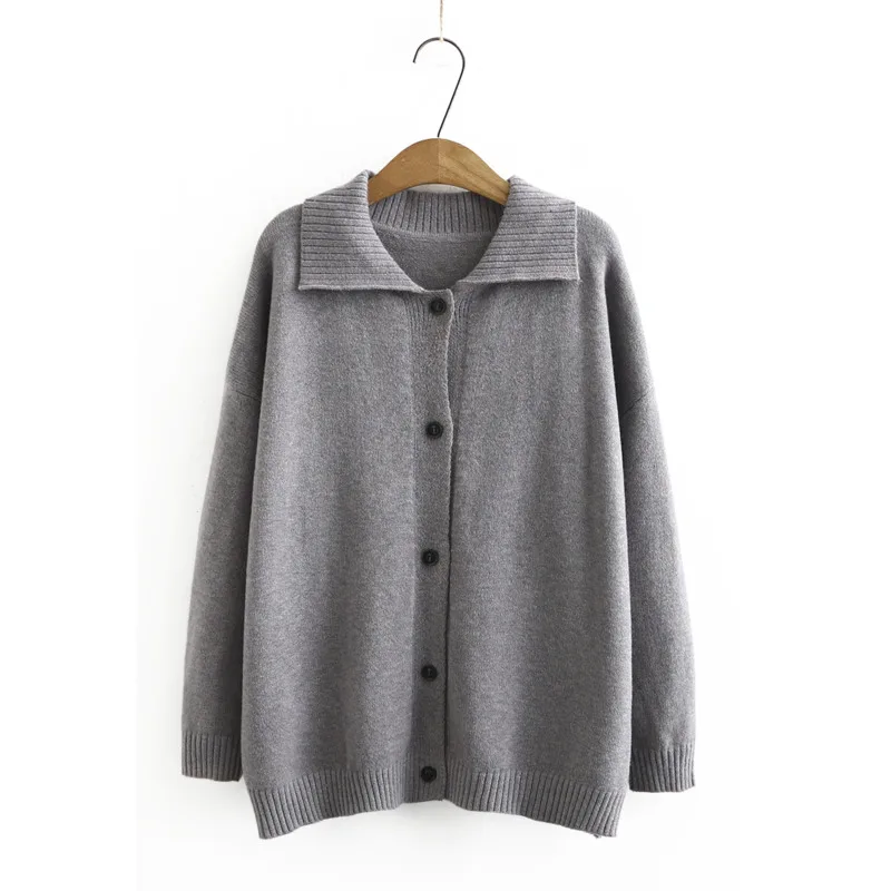 

Spring Autumn Women Sweater Jacket Loose Lapel Single Breasted Knitted Cardigan Coat Vintage Casual Top Chic Sweaters Female