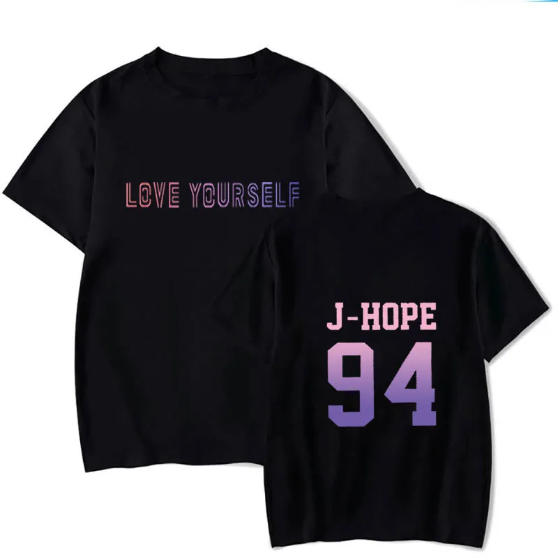 

Новинка 2020, футболка в стиле K-POP с надписью love yourself 92jin 97jungkook 95V 93suga, пуловер с короткими рукавами для мальчиков bangtan boys harajuku