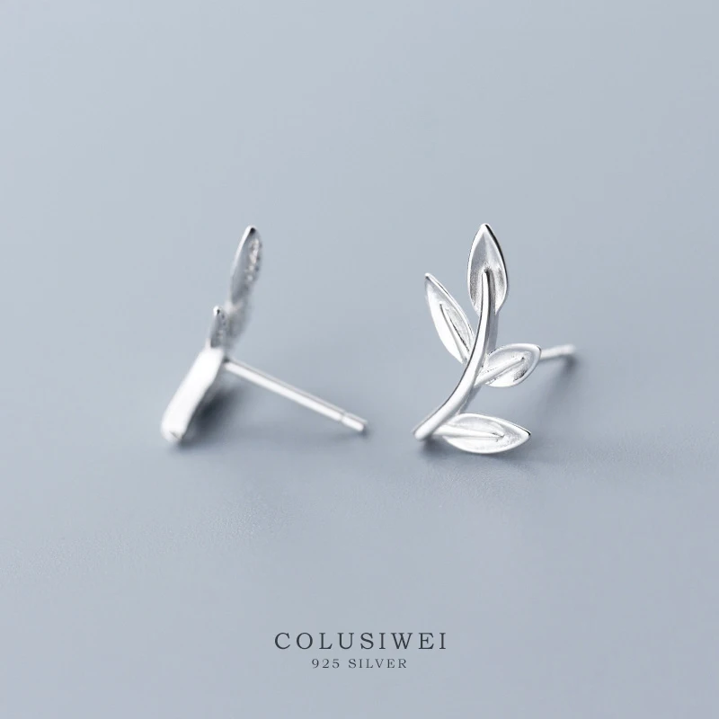 Colusiwei натуральная 925 стерлингового серебра Простые Модные Дерево лист серьги со