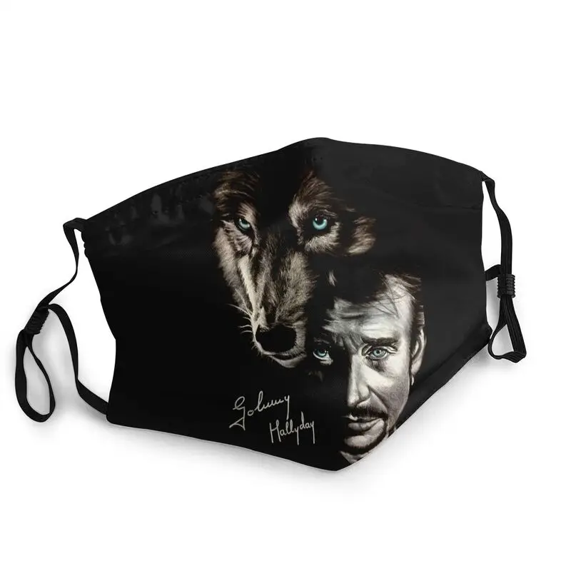 

Johnny Hallyday And Wolf Reusable Mouth Face Mask Adult France Singer Rock Star Mask Anti Dust Protection Respirator Muffle