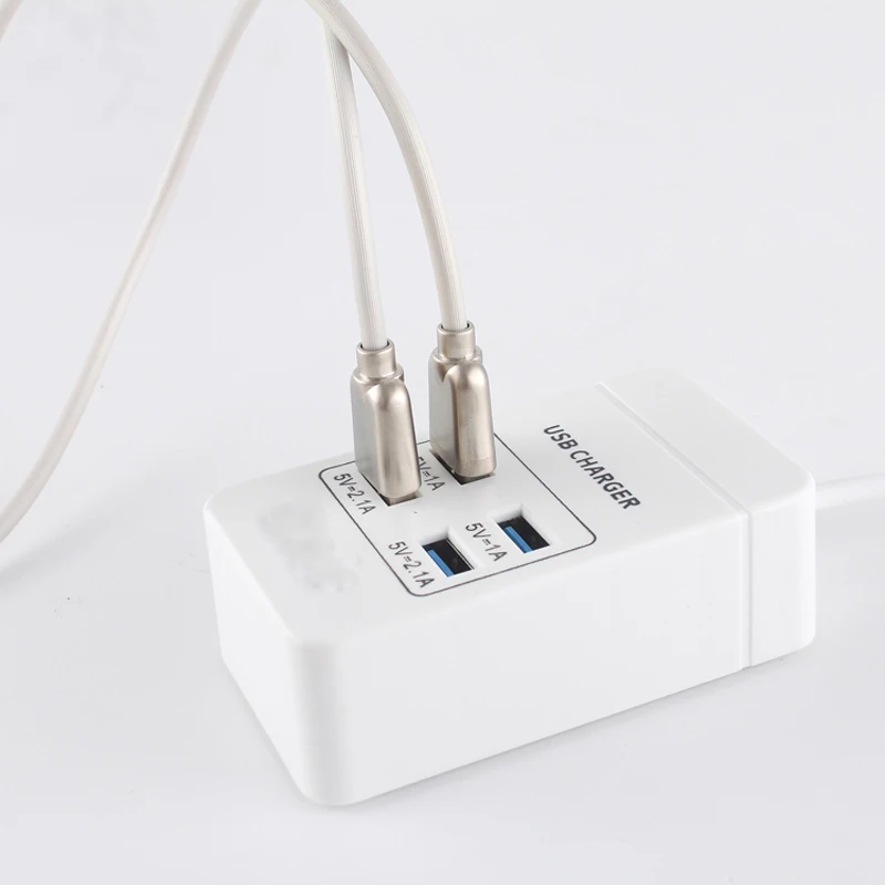 Зарядное устройство USB 4 порта штепсельная вилка EU/US/UK 2.1A розетка док-станция