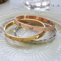 luxury trend couple brand lover bracelets 4mm6mm width cz inlay crystal for women cubic zirconia bangles jewelry wedding gift