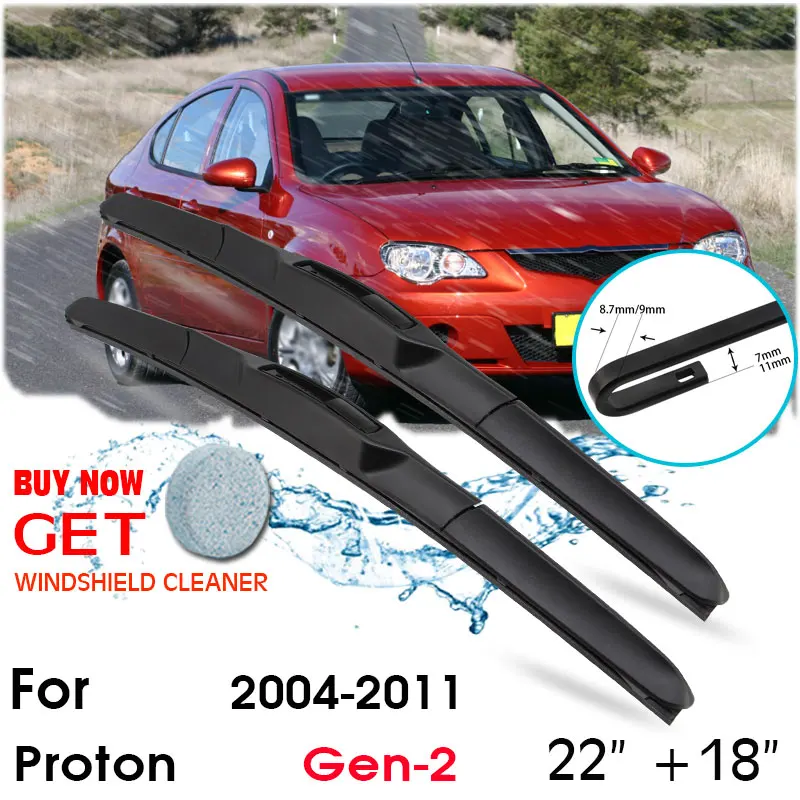 

Car Blade Front Window Windshield Rubber Silicon Refill Wiper For Proton Gen-2 2004-2011 LHD / RHD 22"+18" Car Accessories
