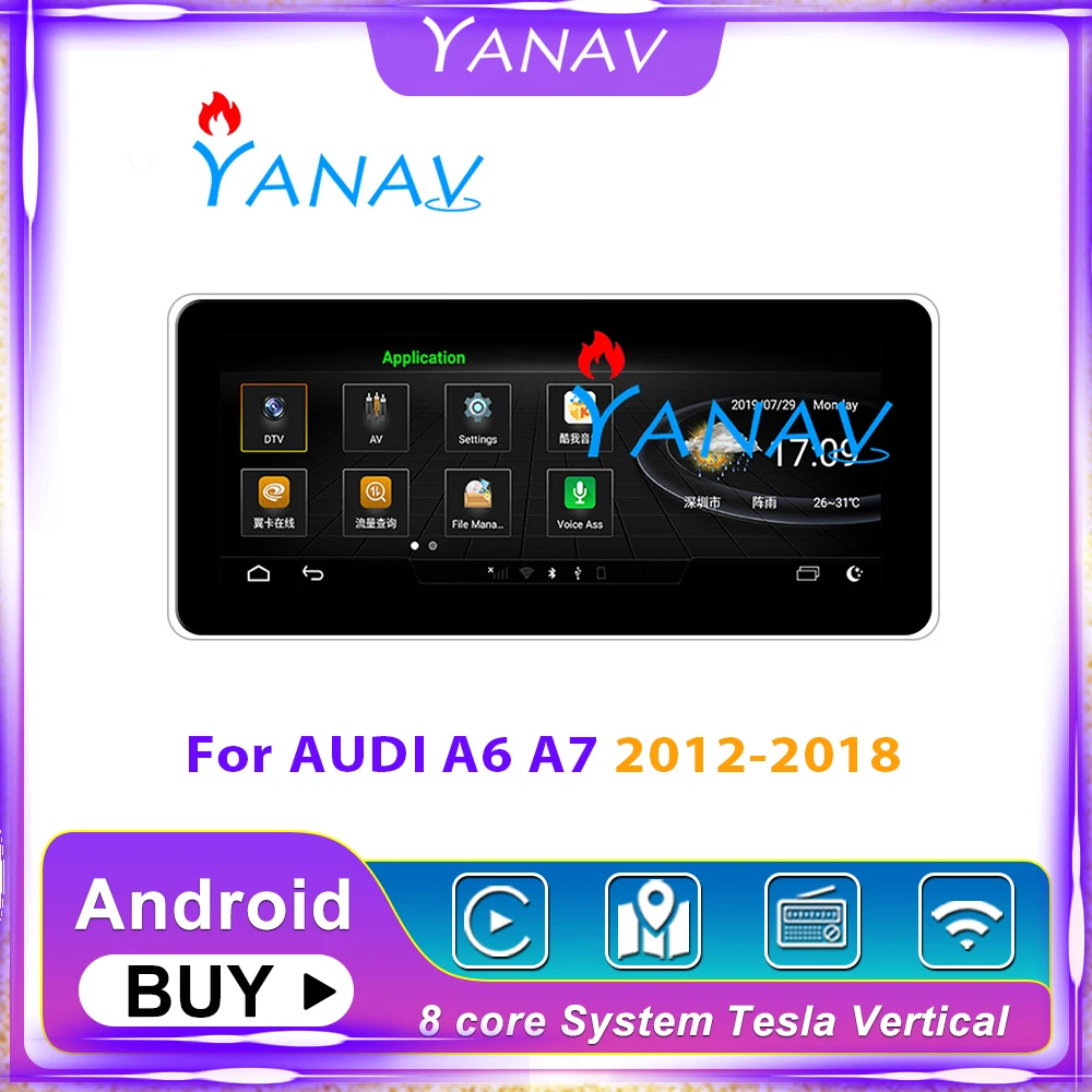

Android 9.0 10.25 Inch Car Multimedia Player For-AUDI A6 A7 2012-2018 GPS Navigation Wifi BT TV carplay
