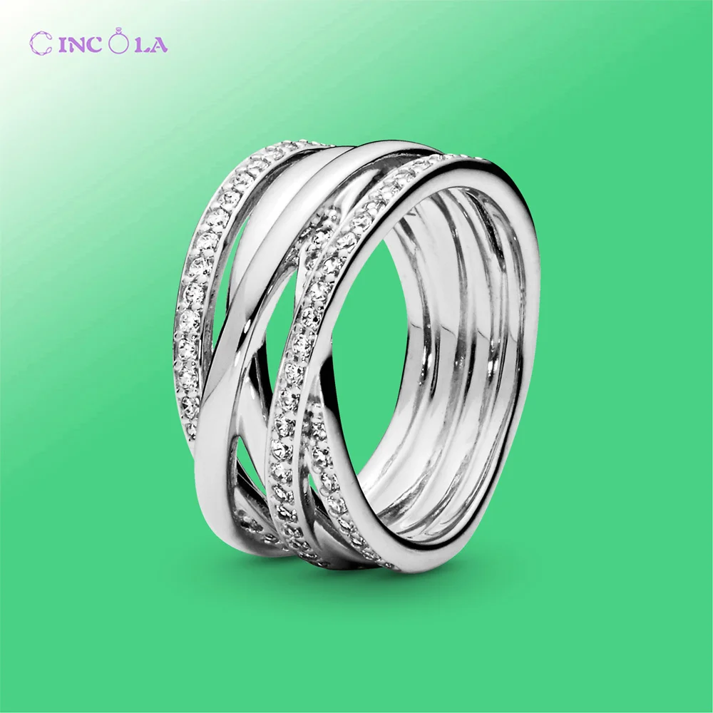 

Кольцо женское из серебра 925 пробы, сверкающее и полированное, кольцо с линиями пробы