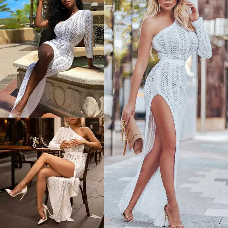 

Sexy Women High Slit Long Dress Evening Party Cocktail Prom Gown Beach Sundress