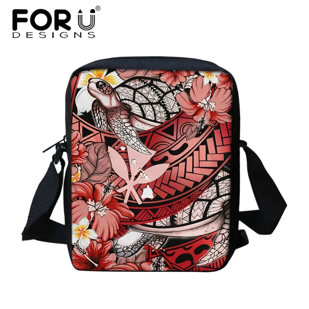 

FORUDESIGNS New Coin Purse Bag For Children Kanaka Maoli Hawaiian Waves Polynesian Turtle Hibiscus Printing Kid Shoulder Bags