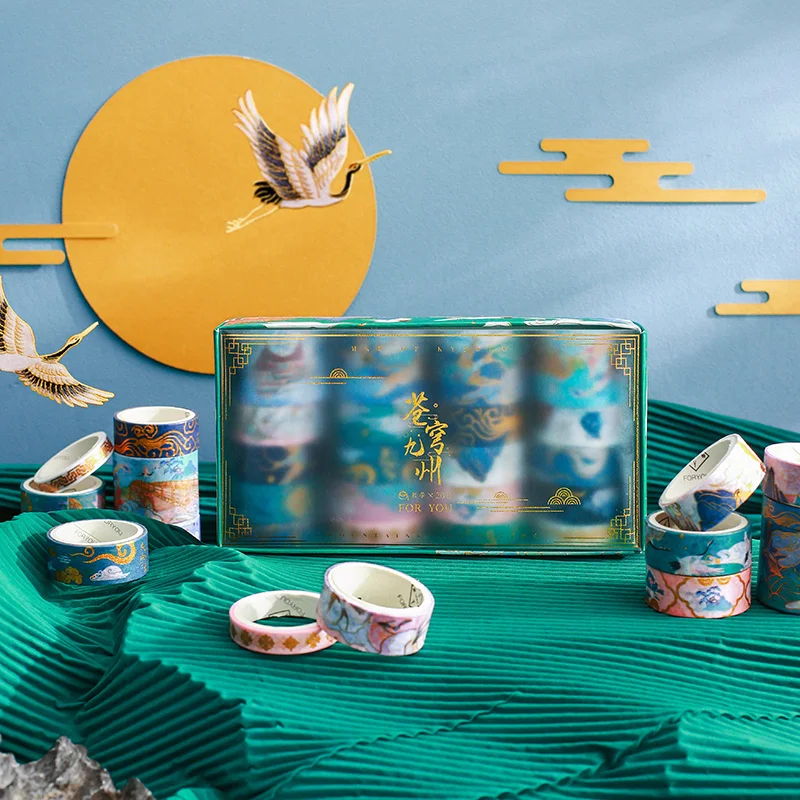 

20pcs/set Chinese Style Flying Crane Paper Tape Set Tape DIY Scrapbook Sticker Label Retro Stationery Accessories
