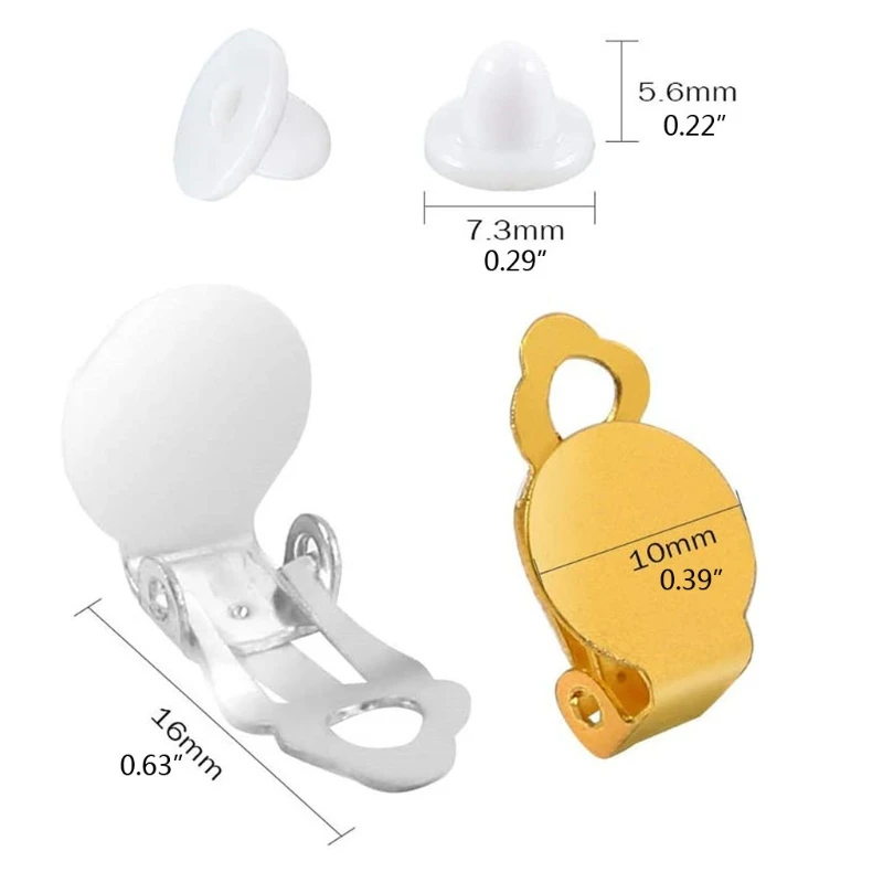

250Pc Non-Pierced Ears Comfortable Flat Round Glue-on Tray Clip-on Earring Findings Pad Base Non Piercing Earring Making