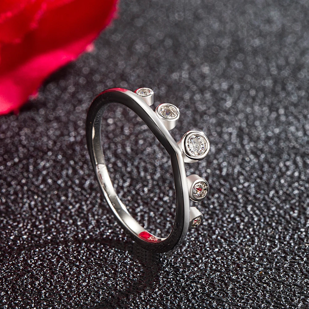 

925 Sterling Silver Ring Women's Fine Jewelry Noble Crown AAAAA Cubic zirconia Inlaid Wedding Ring 6#-8# Valentine's Day Gift