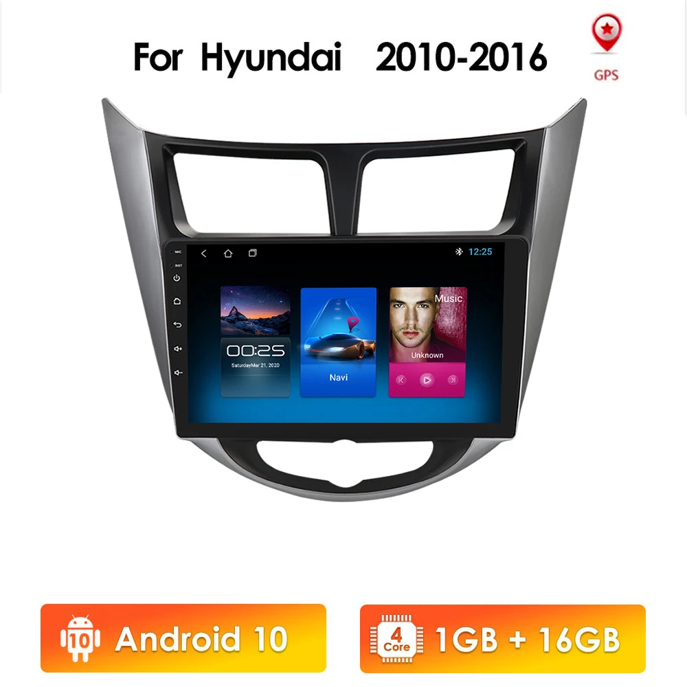 2 din Android 10 автомобильный радиоплеер для Hyundai Solaris Verna 2011 2012 2013 - 2016 GPS навигация