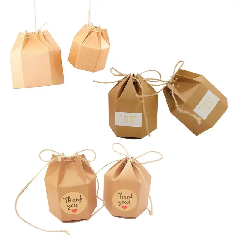 50 шт./упак. подарочные коробки из крафт бумаги шестигранная упаковочная коробка с