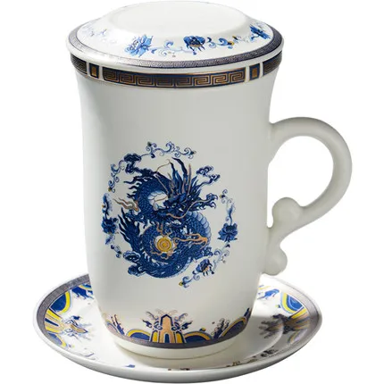Ceramic Office Tea Mug With Lid Retro Filter Separation Conference Water Cup Household Teacup Free Shipping | Дом и сад