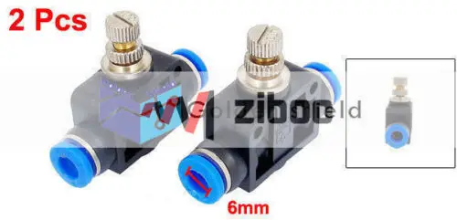 

2Pcs 6mm OD Tube Union Air Flow Speed Control Valve Pneumatic Push in Fittings