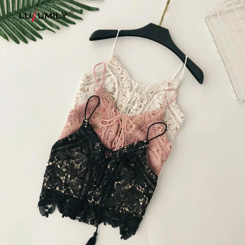 Новинка 2020 летняя женская блузка Lusumily с кружевным узором сексуальный тонкий