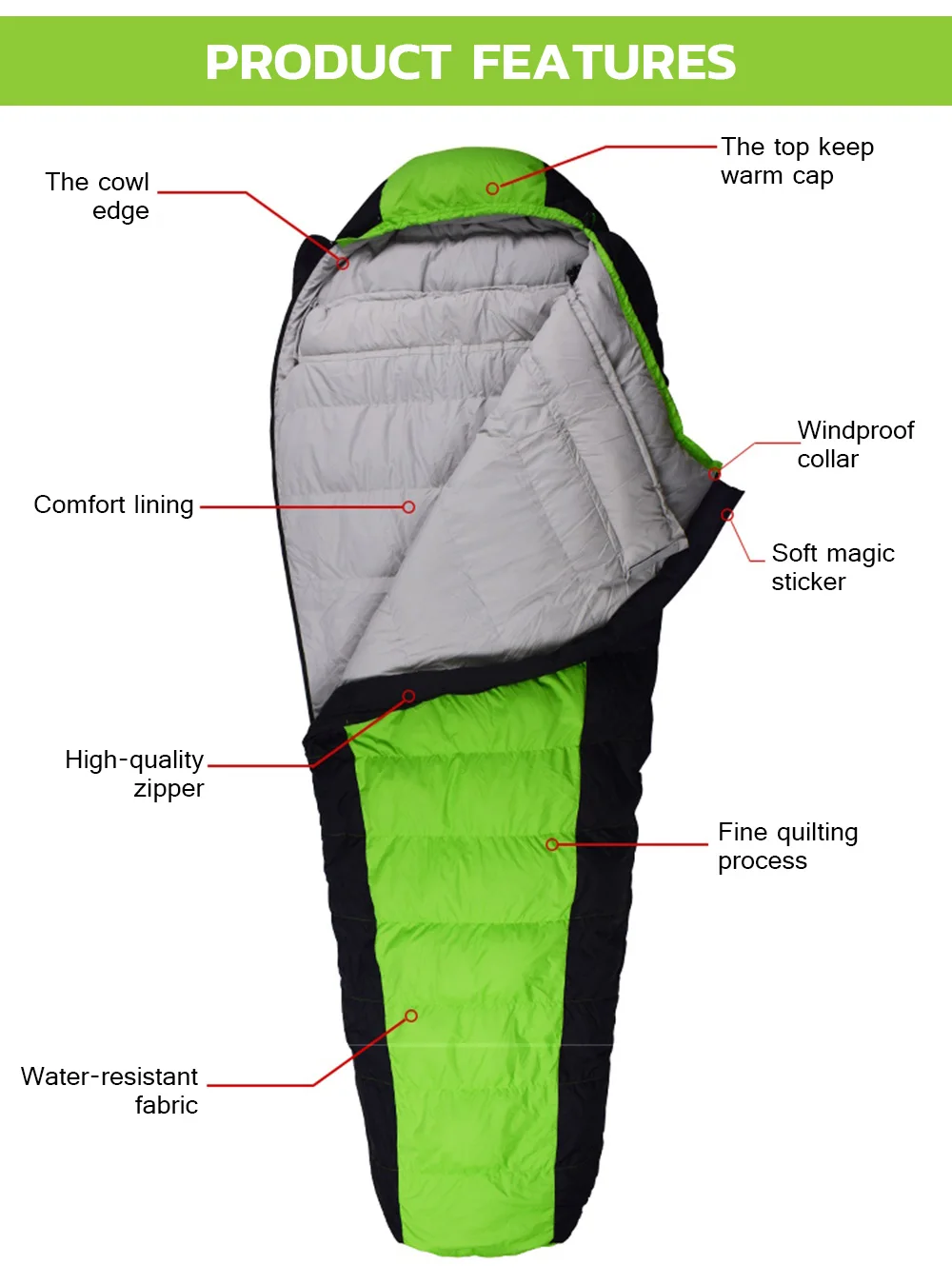 Бесплатный огонь открытый альпинистский походный спальный мешок 210X80X50 см