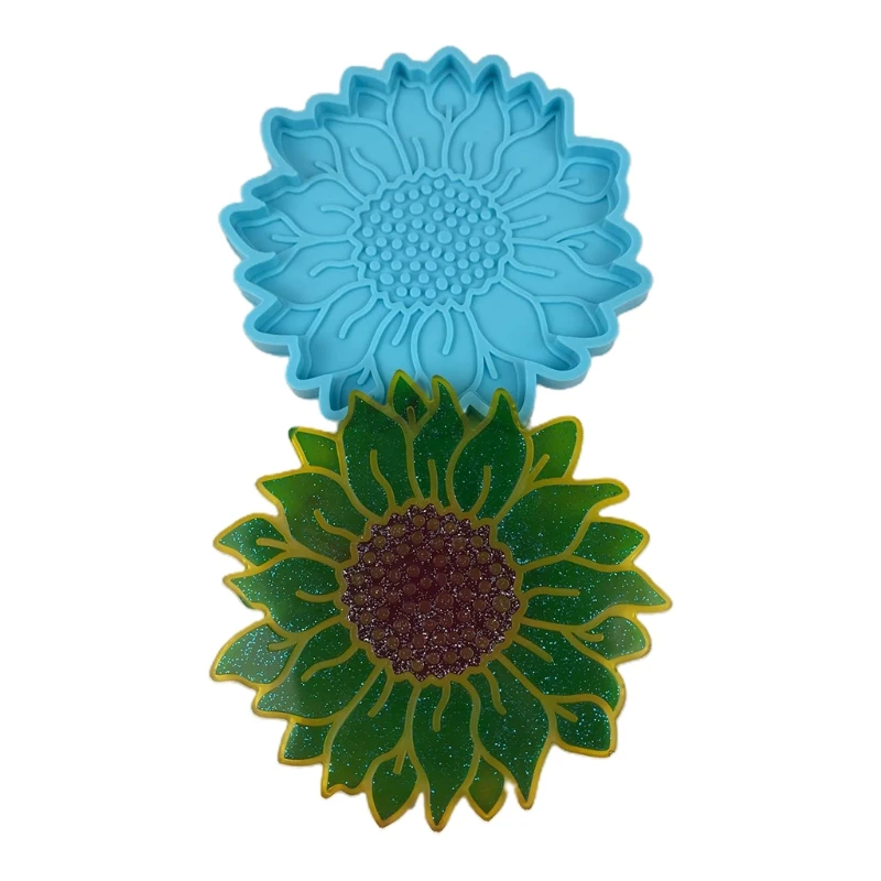 

Handmade Sunflower Coaster Epoxy Resin Mold Cup Mat Pad Silicone Mould DIY Crafts Home Decoration Casting Tools