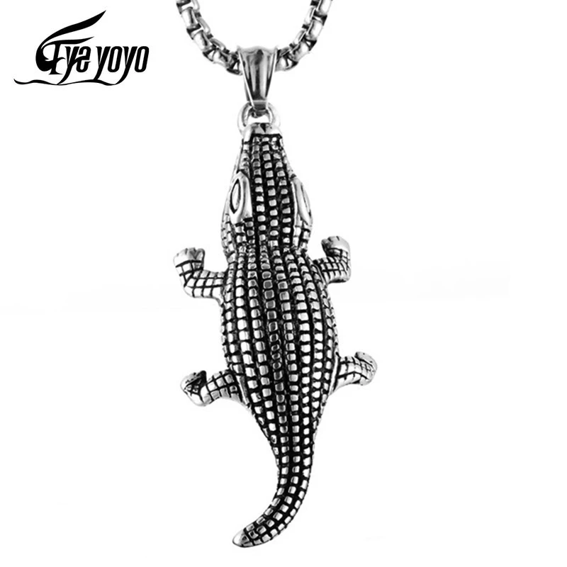 EyeYoYo пухлые подвеска &quotкрокодил&quot ожерелье из нержавеющей стали для украшений