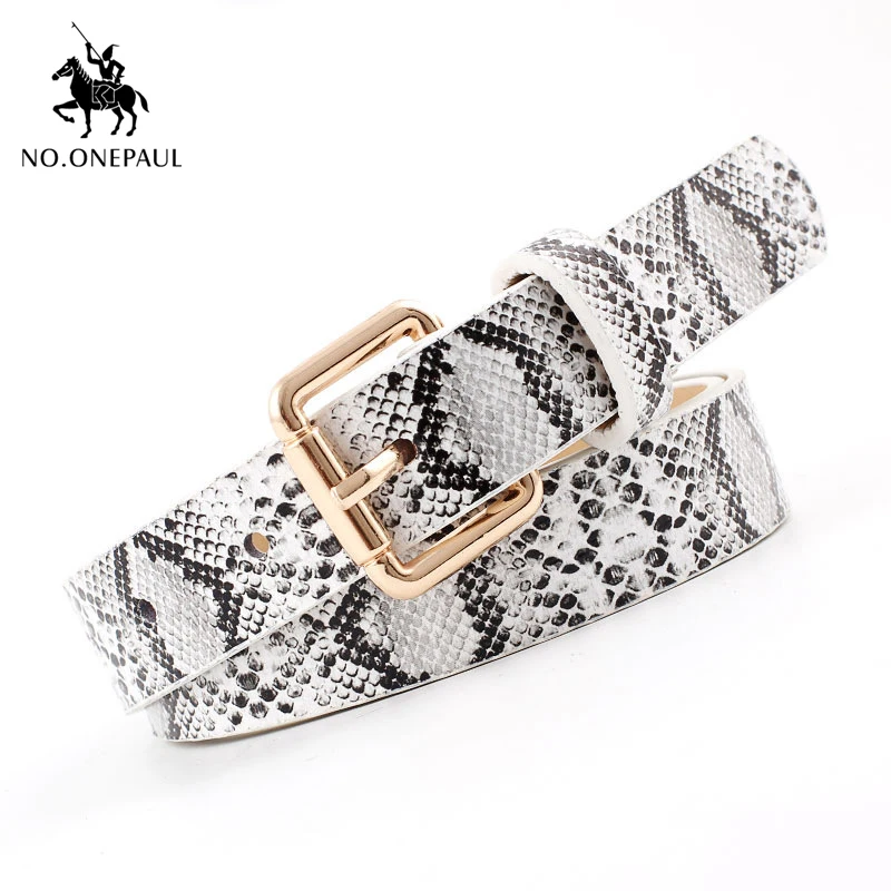 Ремень NO.ONEPAUL с принтом змеиной кожи Женский модный кожаный пояс золотой