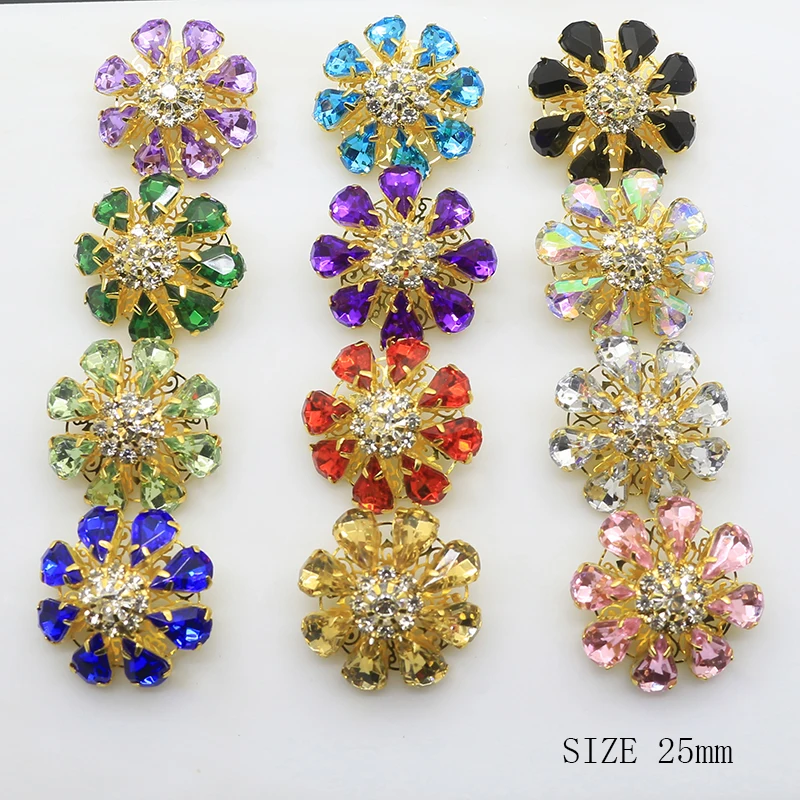 Круглые золотые пуговицы Стразы для одежды 25 мм 2 шт. металлические алмазные