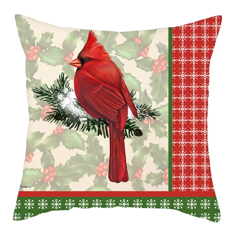 

Fuwatacchi Merry Christmas Cushion Cover Pillowcases Bird Polyester Throw Pillow Case Cover for Home Sofa Decorative Pillows
