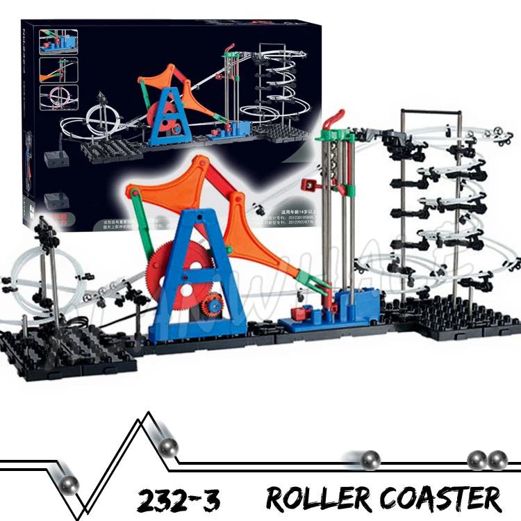 

810cm Rail Marble Run Gear Drive Maze Race Roller Coaster Electric Elevator Model Building Boys STEM Toys Rolling ball Sculpture