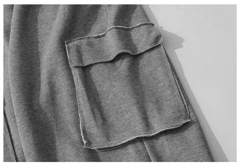 

Korean style High waist men's sweatpants Solid color loose ankle length men fashion jogger trousers rib harem pants