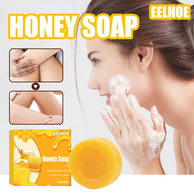 

Natural Honey Soap Moisturizing Body Face Cleansing Remove Mites Acne Exfoliating Oil Control Facial Soap Bath Skin Care 80g