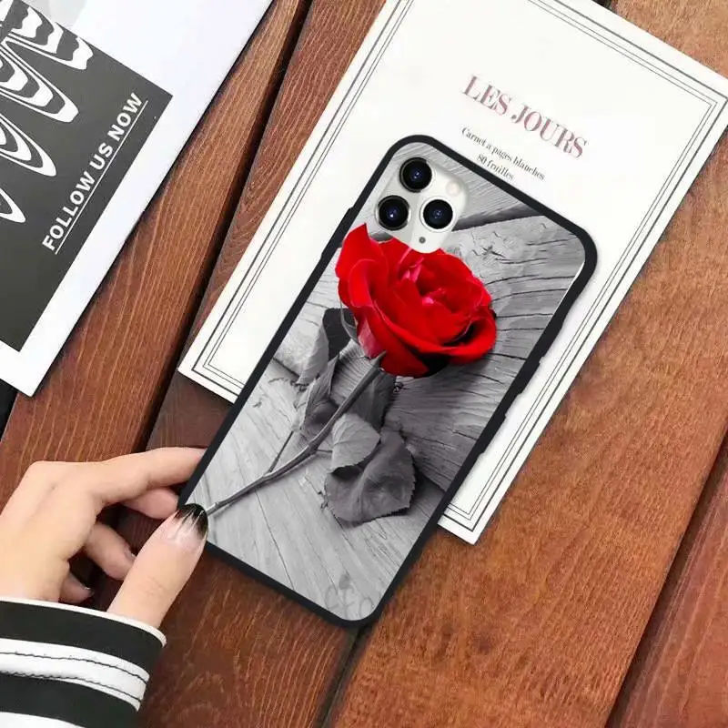 

Flower red rose flower shell Phone Case for iPhone 11 12 pro XS MAX 8 7 6 6S Plus X 5S SE 2020 XR