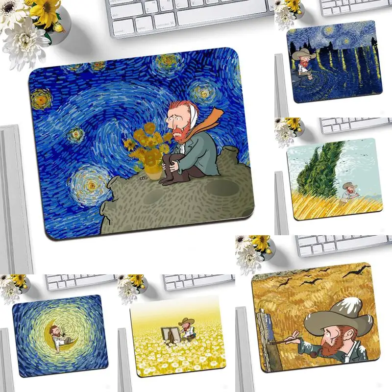 Life of Vincent van Gogh Non-slip Kawaii Mouse Pad Kepboard Deskpad Cute Desk Mat Laptop Mouse Mat Office Stationery Accessories