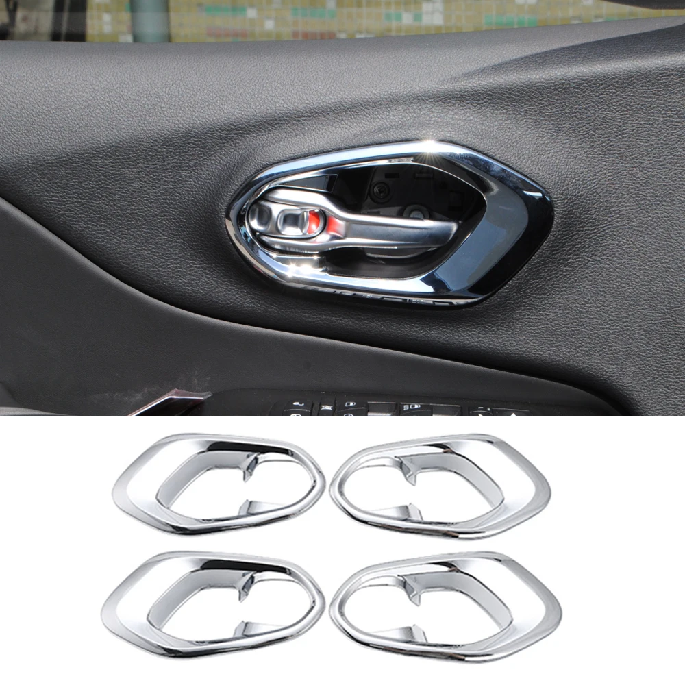 

Red ABS Interior Door Handle Bowl Decorative Cover for Jeep Cherokee 2014+ Car Accessories