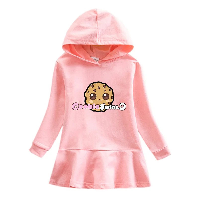 

Hooded Girls Sweatshirt Dress 2021 Spring Autumn Child Hooded Sweater Dress Cartoon Girl Baby Dress Winter Kid Long Sleeve Dress