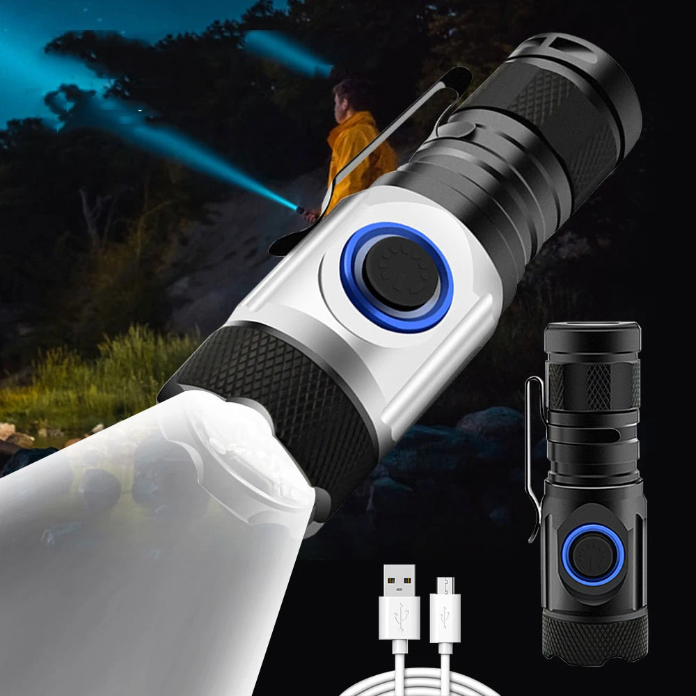 

Tactical Flashlight XGP*4 2000lumens Mini LED Strong Light LED Waterproof Torch USB Rechargeable 5 Speed Light 18650 Battery