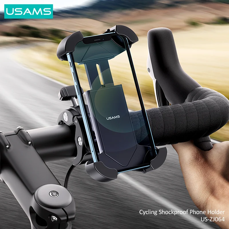usams universal super clamp phone holder for bike motorcycle bicycle cycling shockproof phone clip for iphone 13 11 12 pro max free global shipping