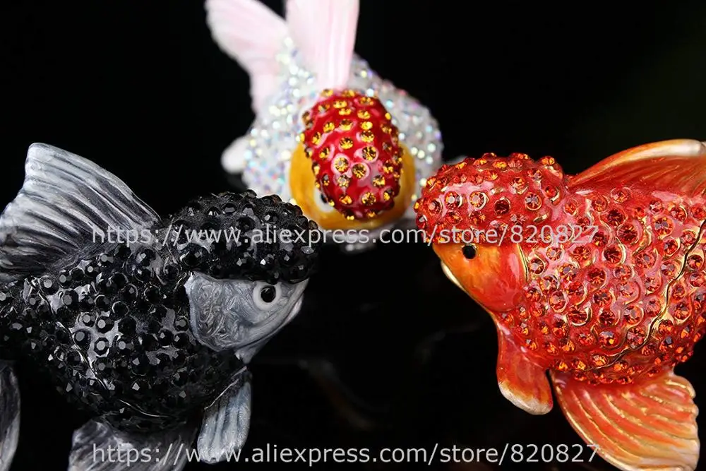 Display Fish Jewelry Box Fish Handmade Jeweled Metal Trinket Box Luxury Jewelry Box Organizer
