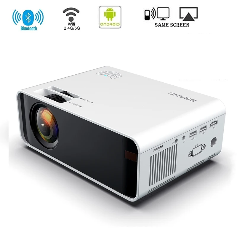 Светодиодный мини-проектор Full HD 4K 1080p 2300 домашний кинотеатр медиаплеер Android Bluetooth