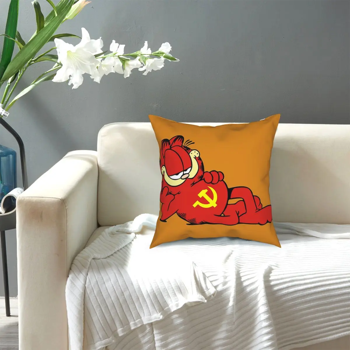 

Communist Garfield Printing Polyester Cushion Cover Decoration Throw Pillow Case Cover Sofa Zippered 45*45cm Cushion Covers