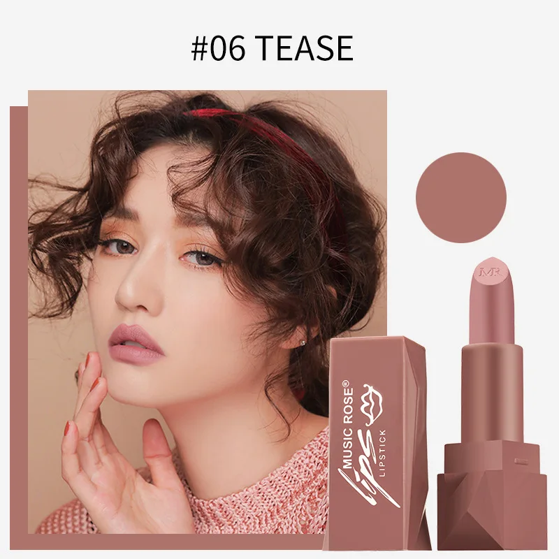 Музыка Роза новый 6 цветов красный матовый помада корейский макияж квадратная