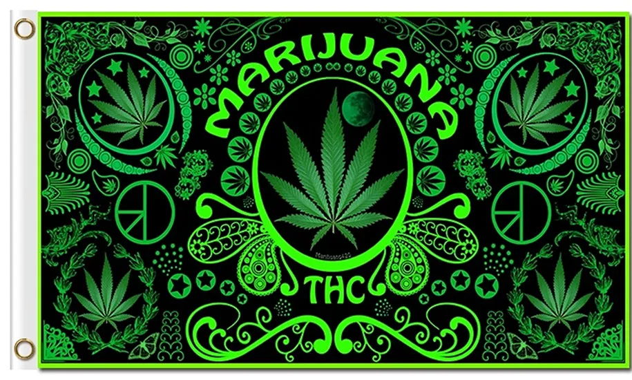 

Morning weed green leaf design memorial poster 90x150cm 3x5ft polyester fabric wall decoration flag banner