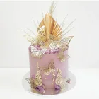 Яркие бумажные украшения для торта, 3D бабочки, 12 шт.