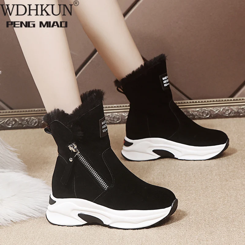 

Новинка 2021, женские зимние замшевые ботильоны на платформе, женские повседневные теплые плюшевые зимние ботинки, женские ботинки