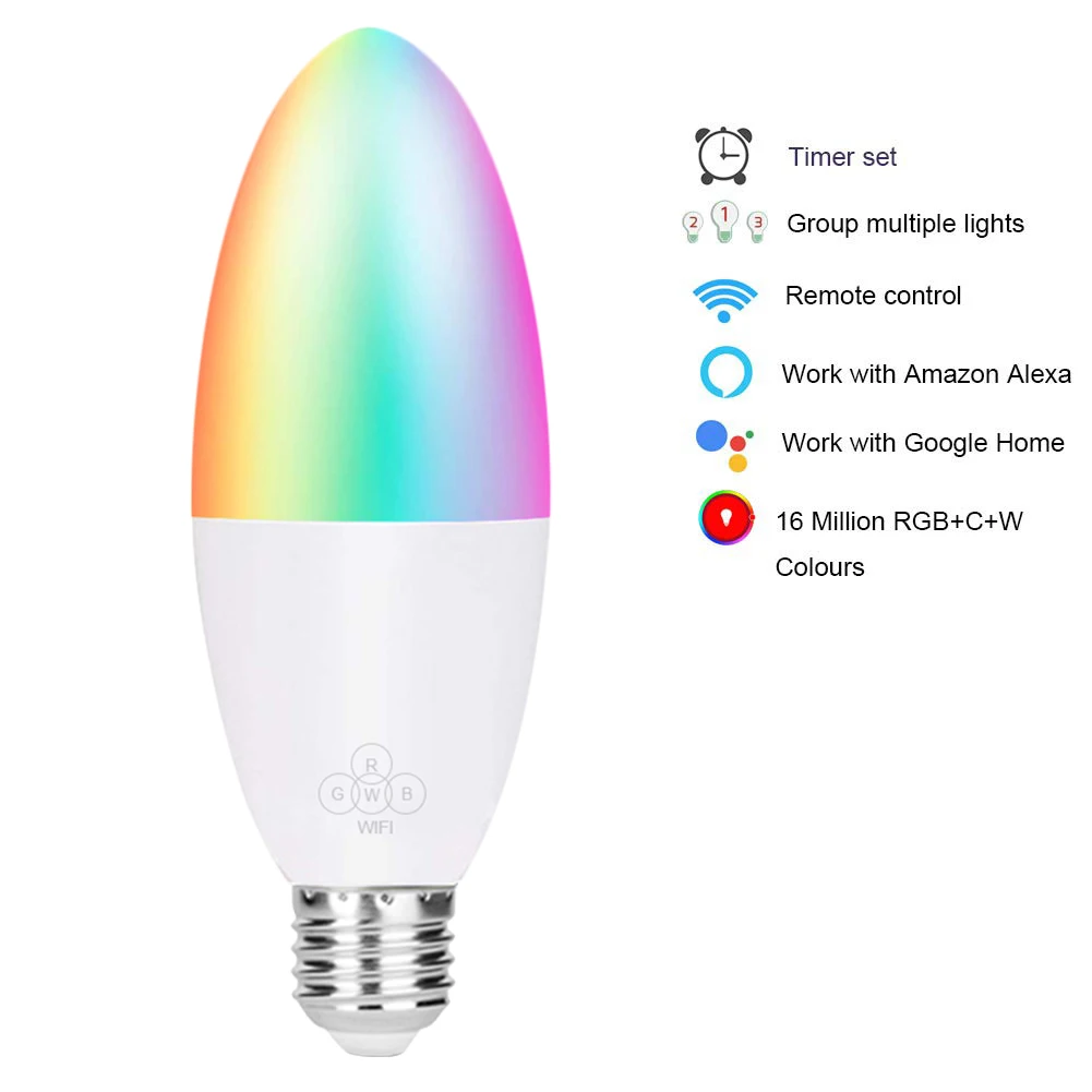 Новый Беспроводной смарт лампы в форме свечи Светодиодная лампа 6 Вт RGB