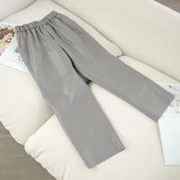 genuine leather harem pants womens real sheepskin trousers high waist plus size women pants 2021 new elastic waist streetwear